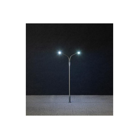 1/87 FALLER  LAMPADAIRE A COL DE CYGNE DOUBLE A LED 1