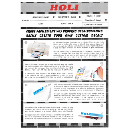 3 FEUILLES DE DECALQUES TRANSPARENTES POUR IMPRIMANTE LASER HOLI