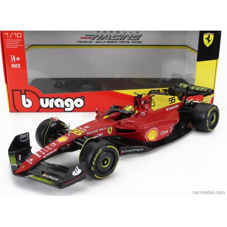 FERRARI F1 F1-75 TEAM SCUDERIA FERRARI N°55 CARLOS SAINZ GP MONZA 2022 75 ANS 1/18 BURAGO