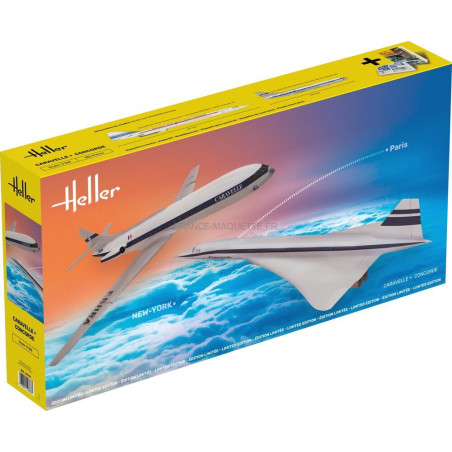 COFFRET CARAVELLE + CONCORDE 1/100 HELLER