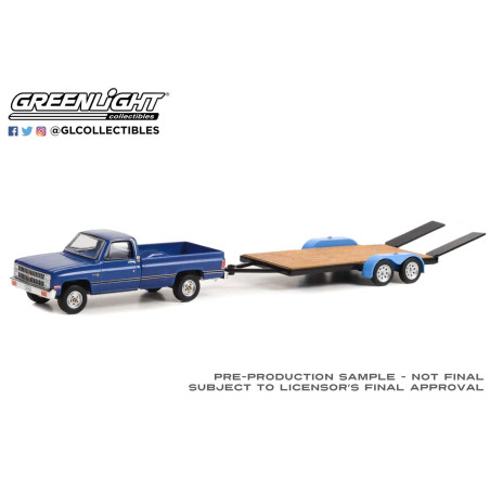 CHEVROLET C-20 1981 AVEC REMORQUE PLATEAU 1/64 GREENLIGHT