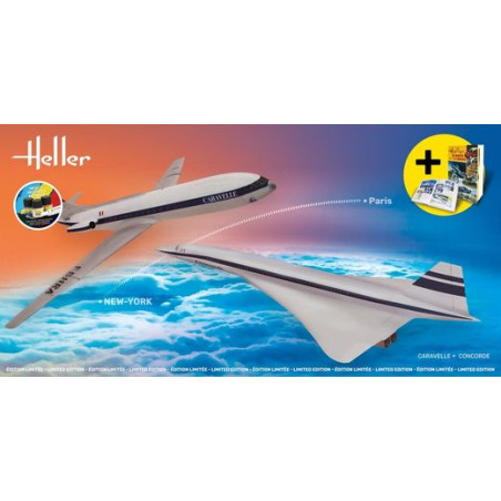 STARTER KIT COFFRET CARAVELLE + CONCORDE 1/100 HELLER