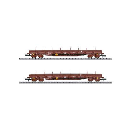 1/160 MINITRIX COFFRET DE 2 WAGONS PLATS SNCF